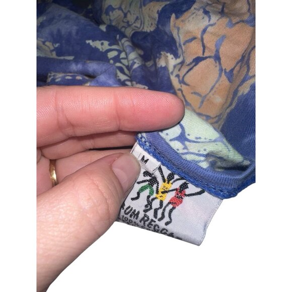 Vintage Rum Reggae Womens Short Sleeve Mini Dress Sz M Blue Green Sea Turtle - Picture 4 of 7